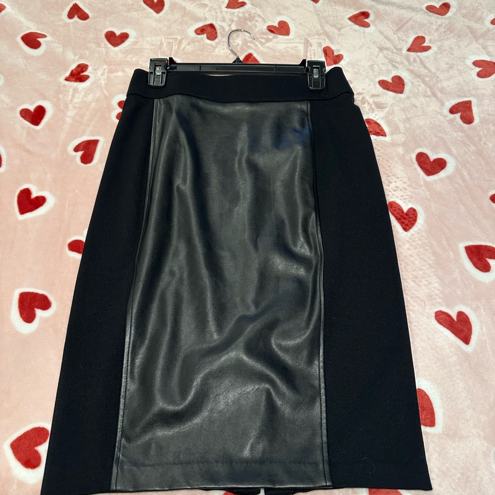 INC International Concepts Black Faux Leather Pencil Skirt